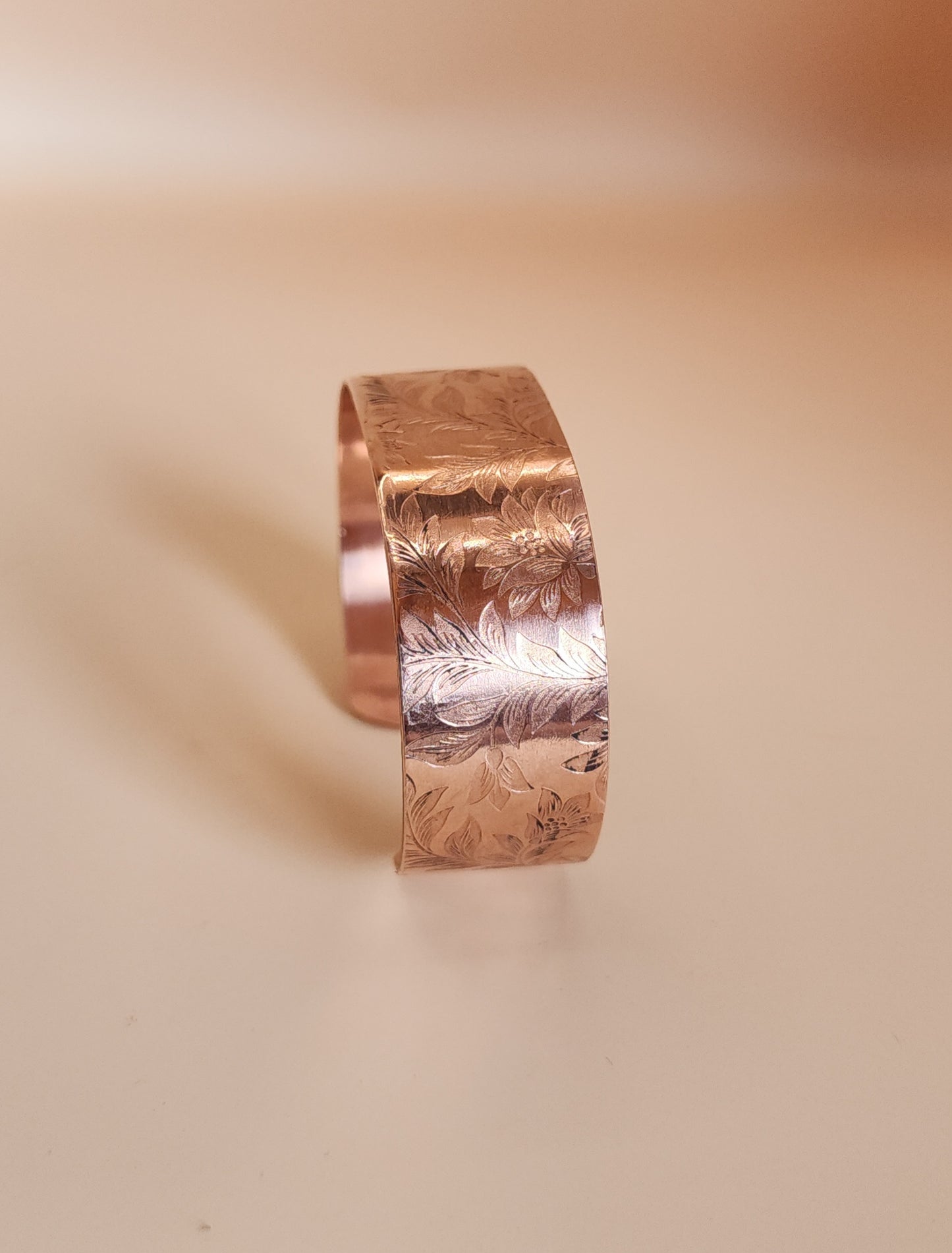 "Enchanted Floral" Narrow Copper Cuff Bracelet