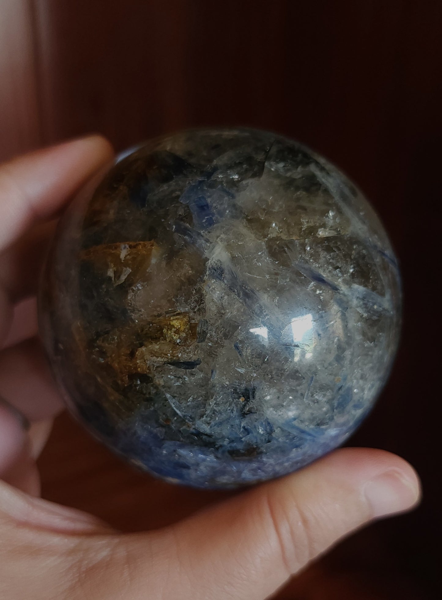 Kyanite Sphere, Smoky Quartz & Golden Healer Sphere