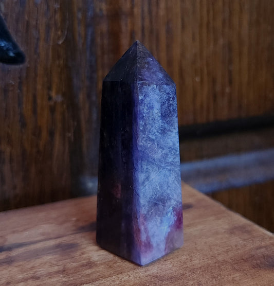 Rubellite Tourmaline in Lepidolite Mica Point