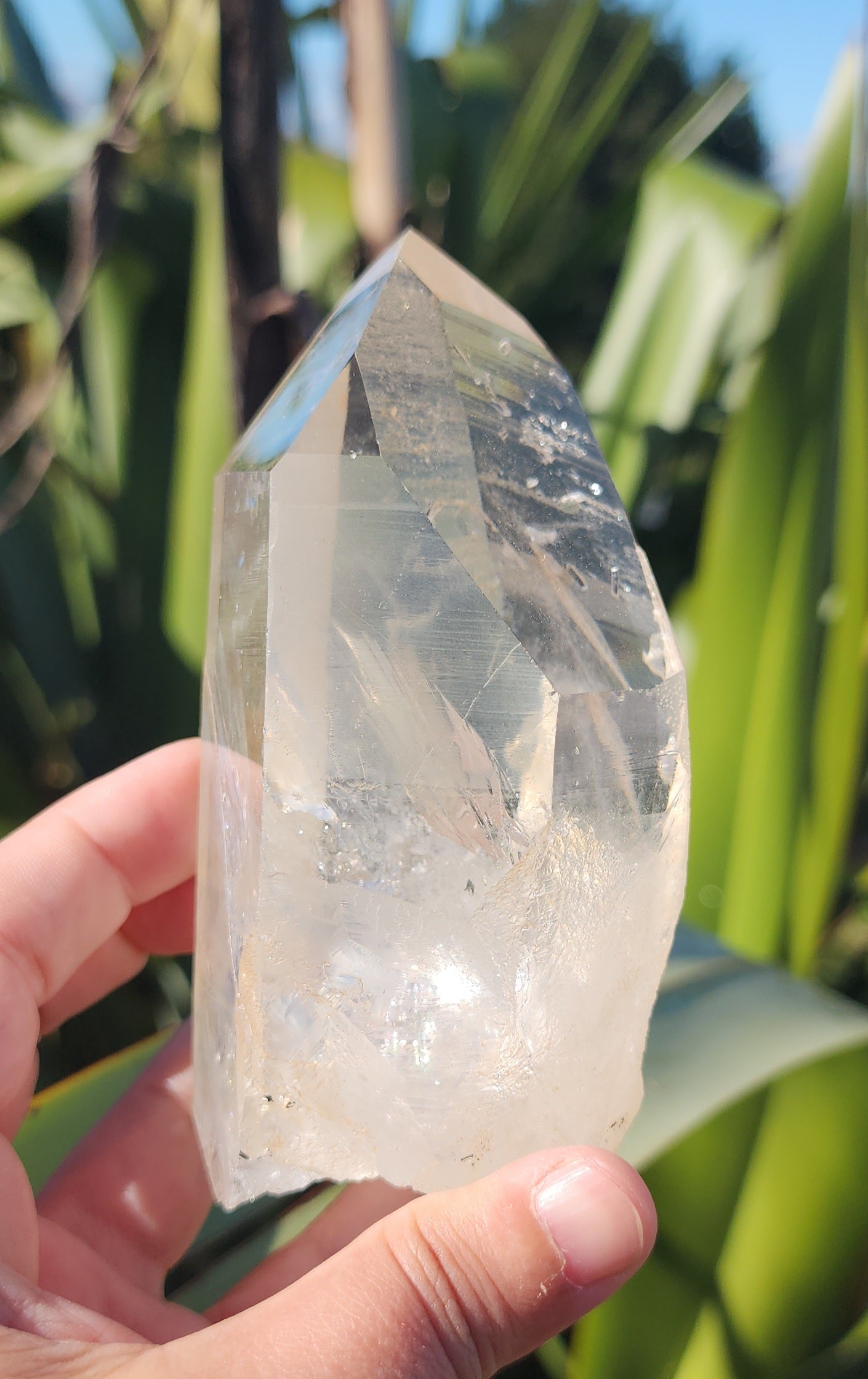 Clear Tangerine Quartz Point With Base