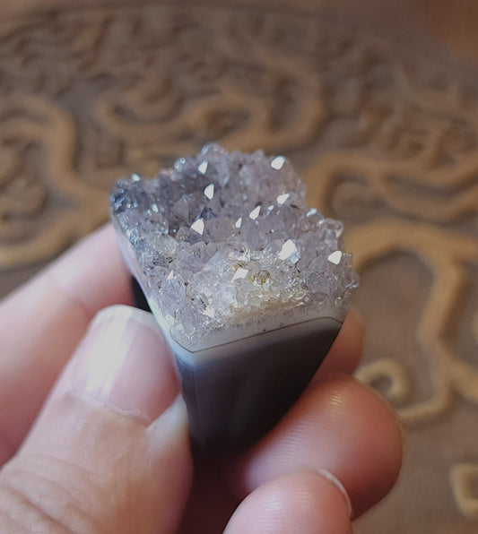 Amethyst Agate Druzy Ring - Size 6