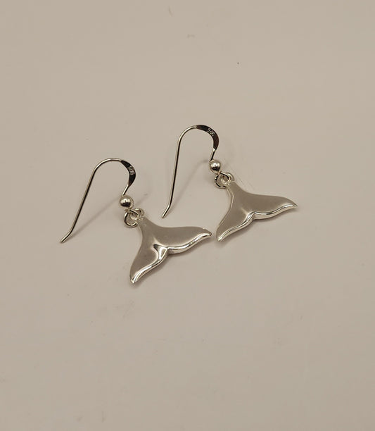 Sterling Silver Whale Tail Earrings