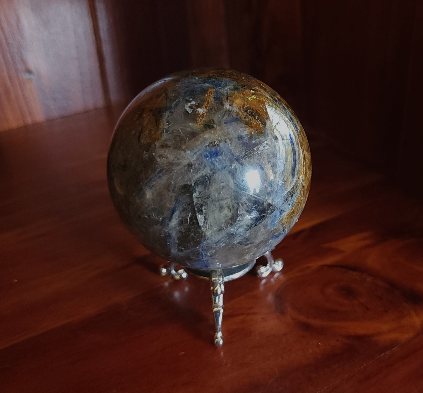 Kyanite Sphere, Smoky Quartz & Golden Healer Sphere