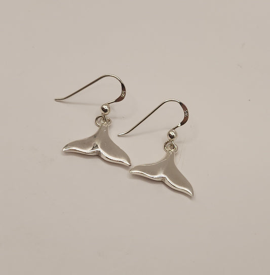 Sterling Silver Whale Tail Earrings