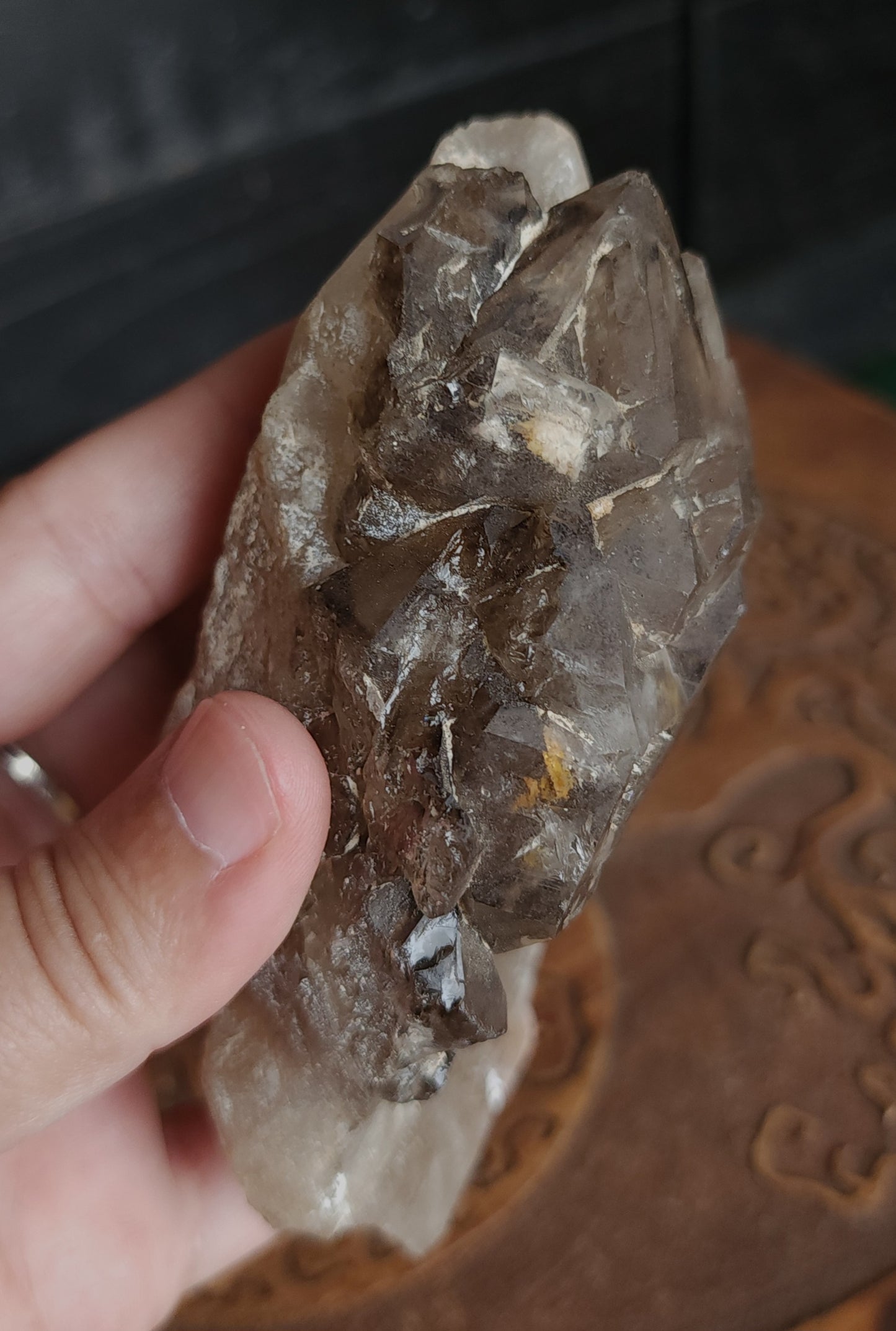 Celestial Smoky Quartz Formation With Stand