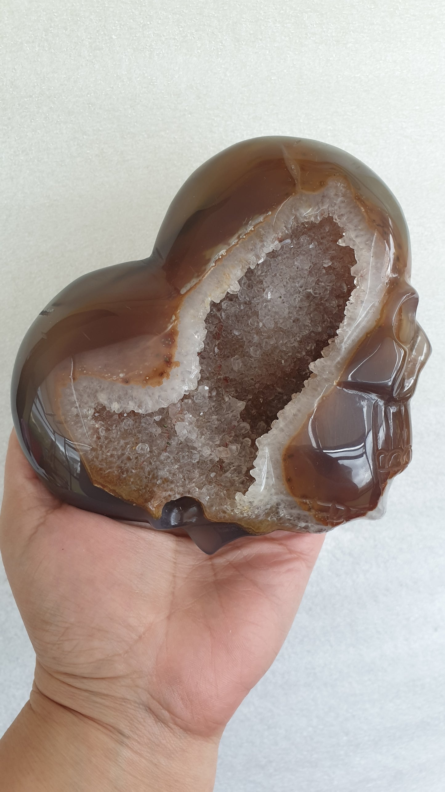 Agate Heart with Skull and Druzy