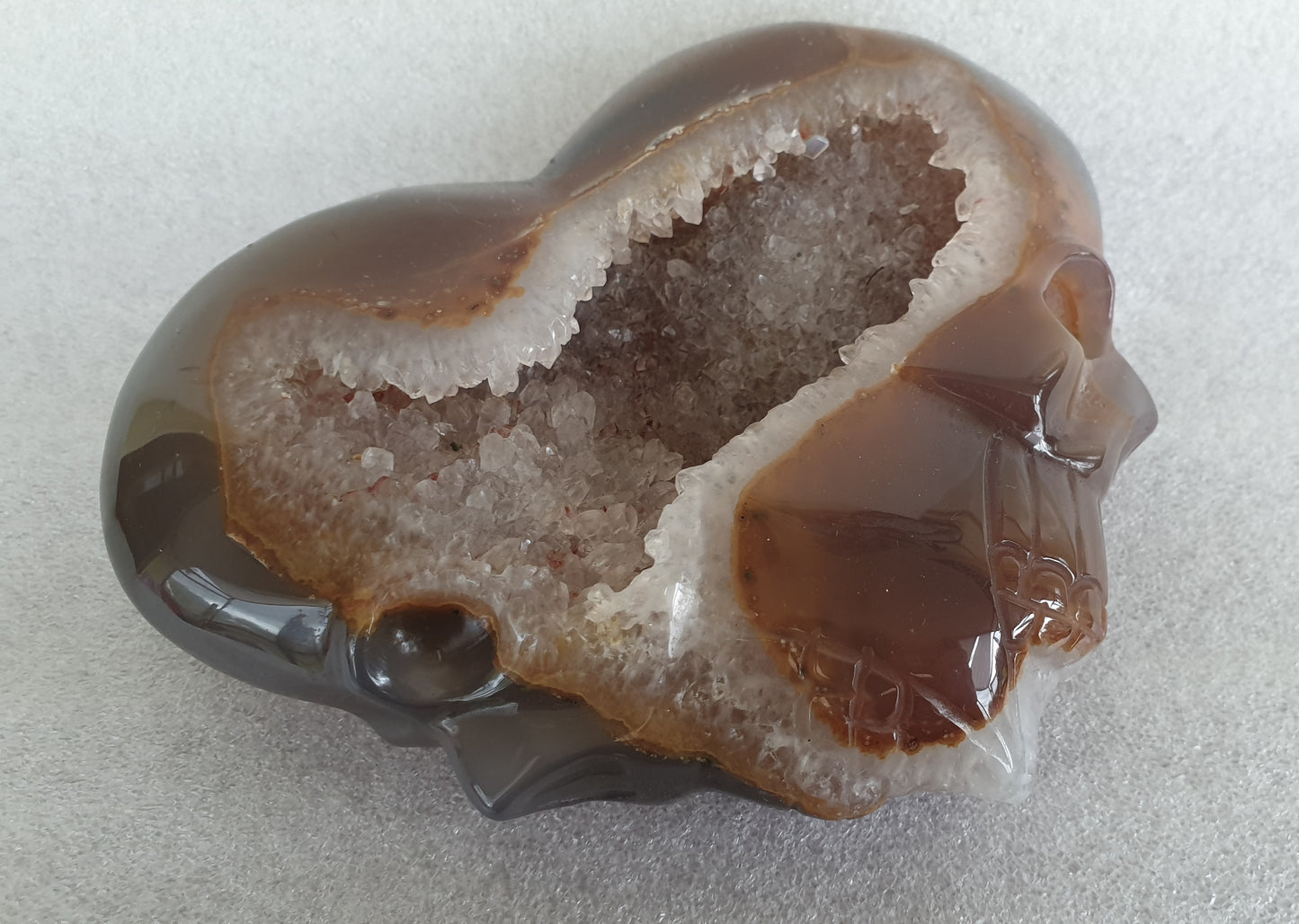 Agate Heart with Skull and Druzy