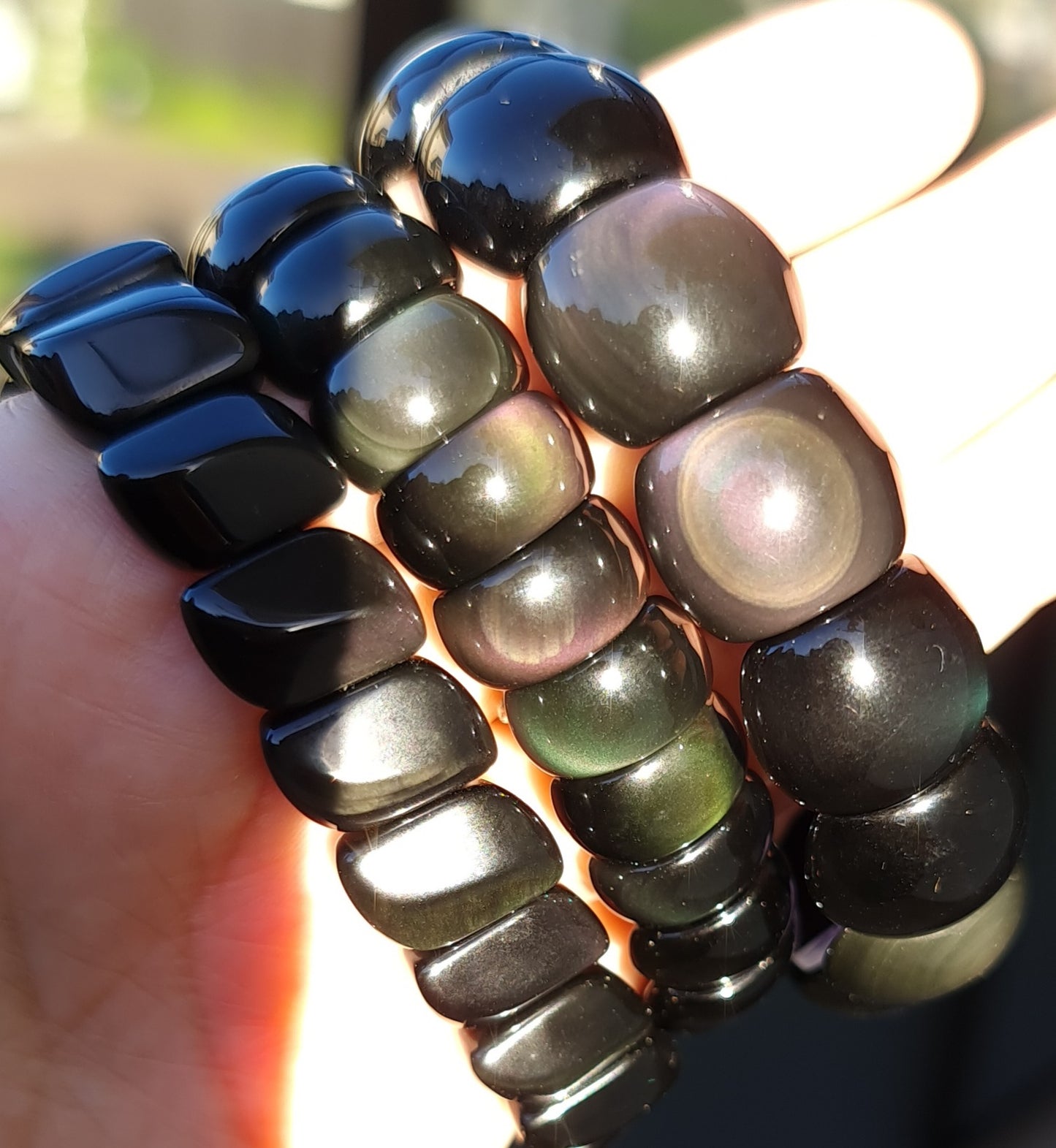 Rainbow Obsidian Bracelet - Large Bead