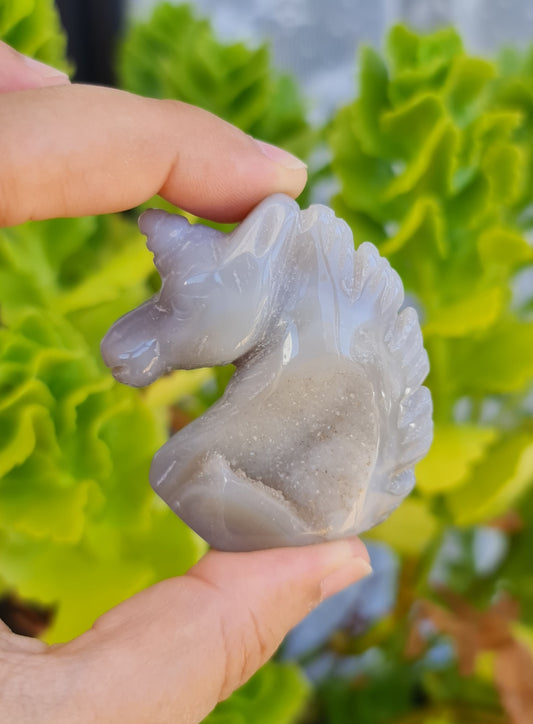 Agate Unicorn with Druzy