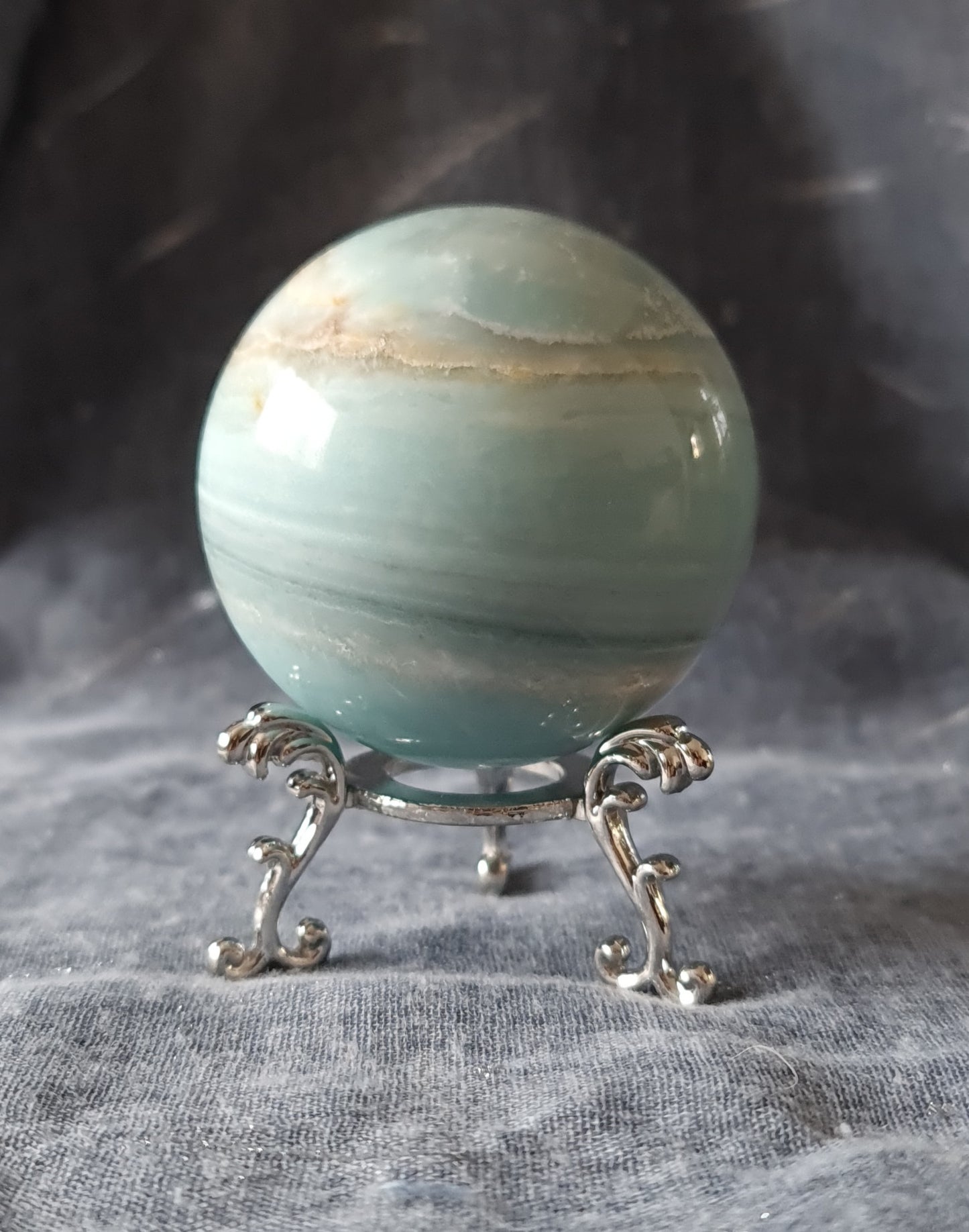 Silver Scroll Sphere Stand