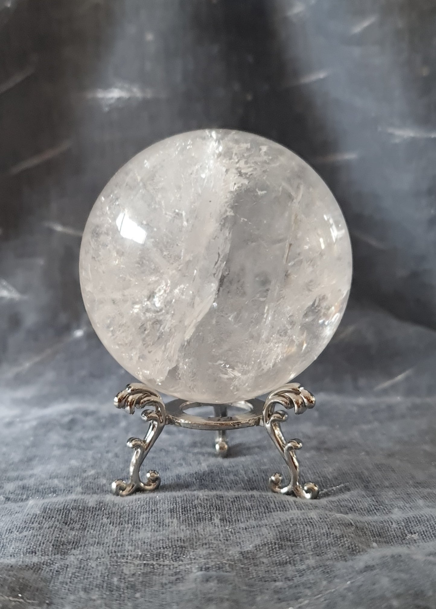 Silver Scroll Sphere Stand