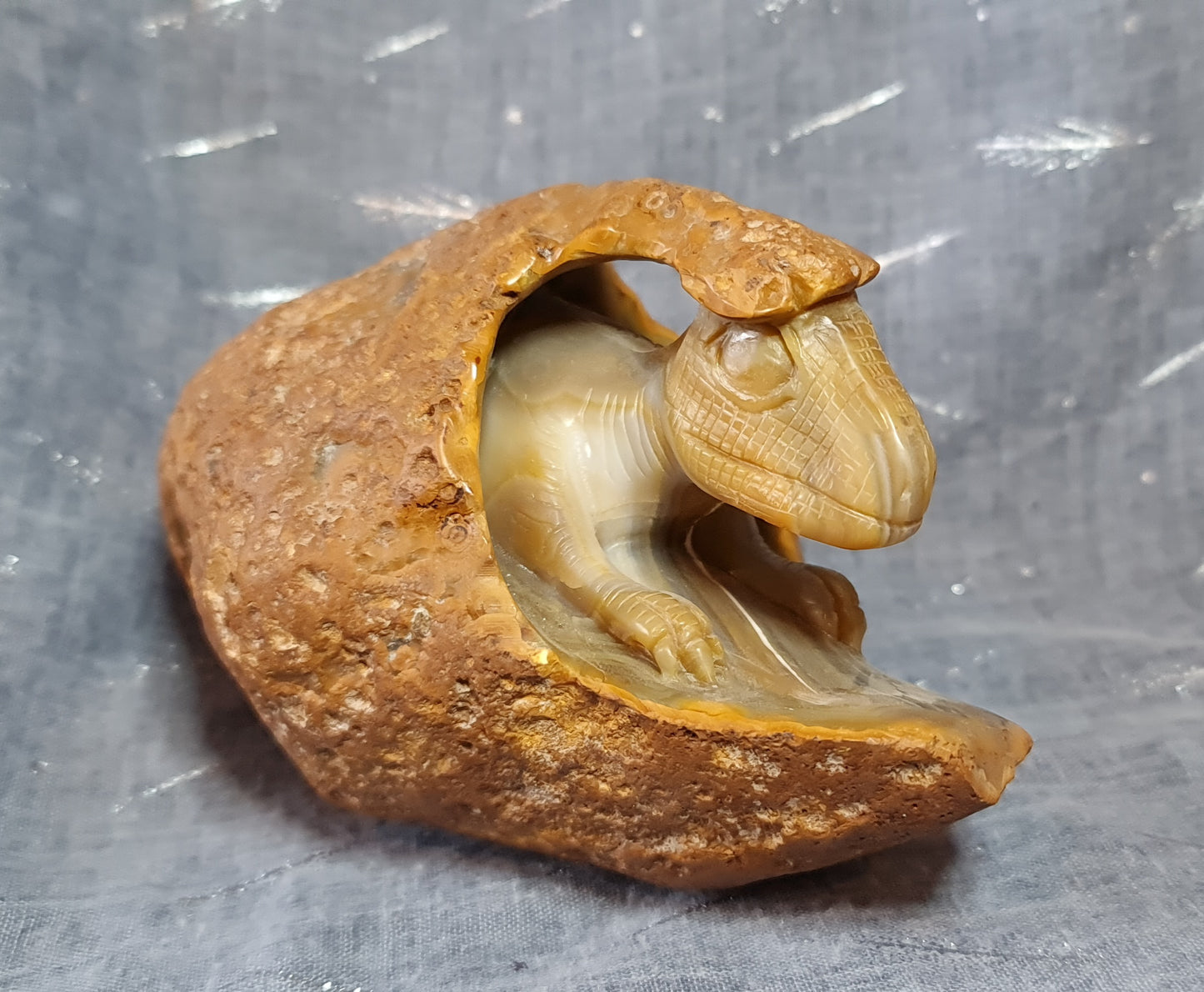 Agate Dinosaur Hatchling Carving