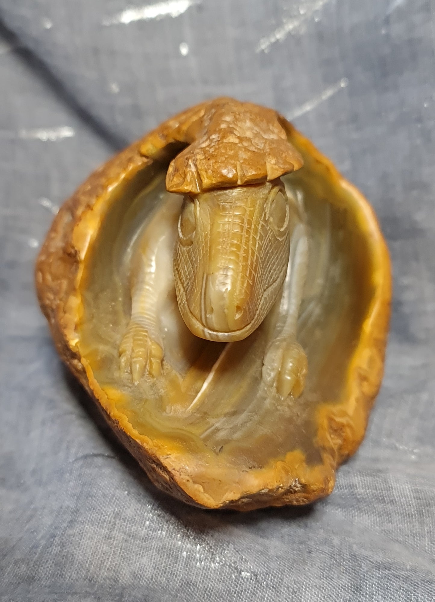 Agate Dinosaur Hatchling Carving