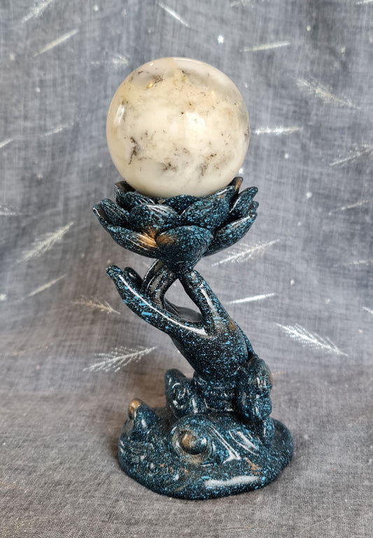 Lotus Hand Sphere Stand - Blue