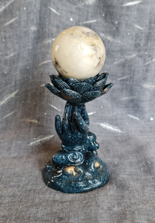 Lotus Hand Sphere Stand - Blue