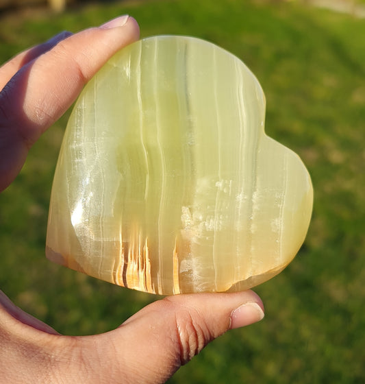 Green Banded Calcite Heart