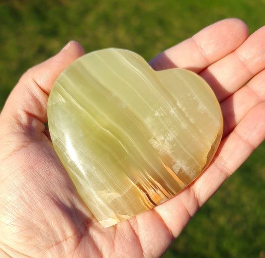 Green Banded Calcite Heart