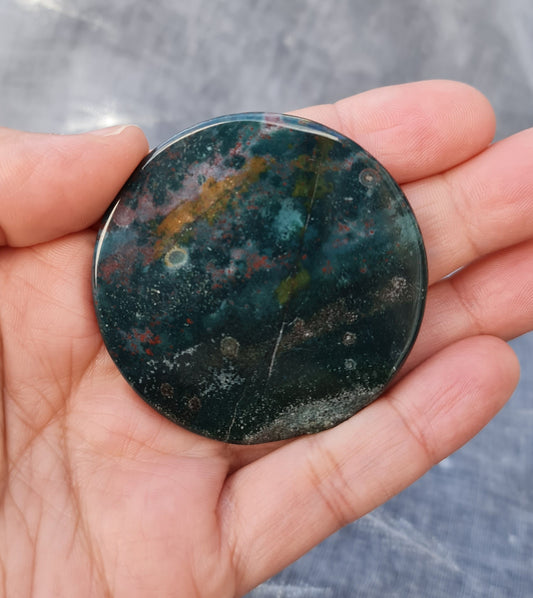 Etched Ocean Jasper Disc - Celestial