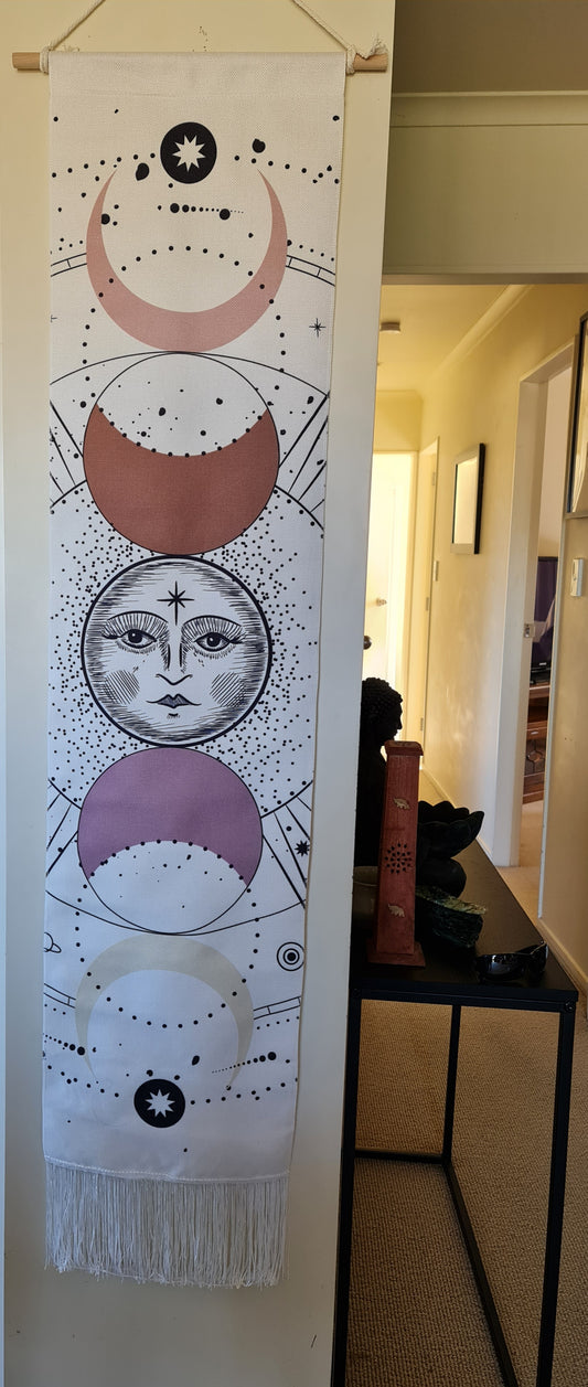 Celestial Moon Phase Hanging - White - Long