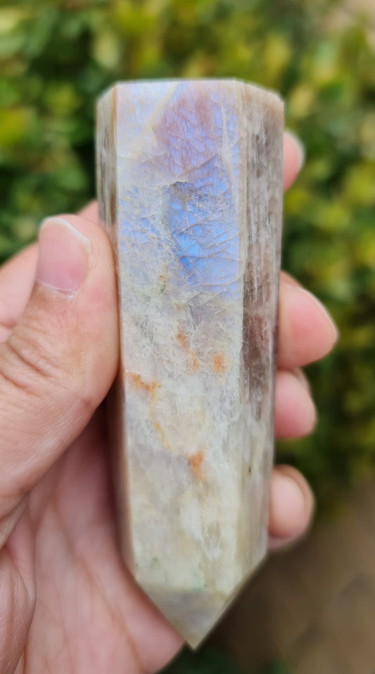 Belomorite- Moonstone Point with Sunstone