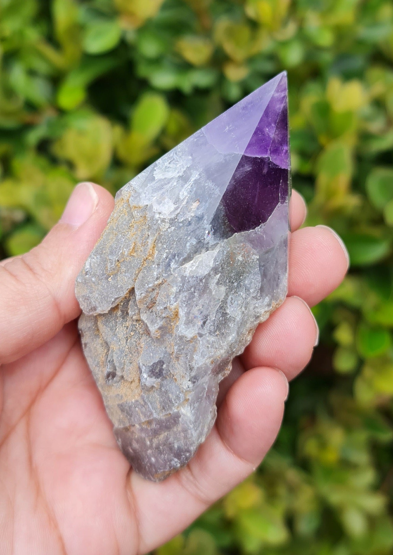 Chevron Amethyst Raw with Polished Point