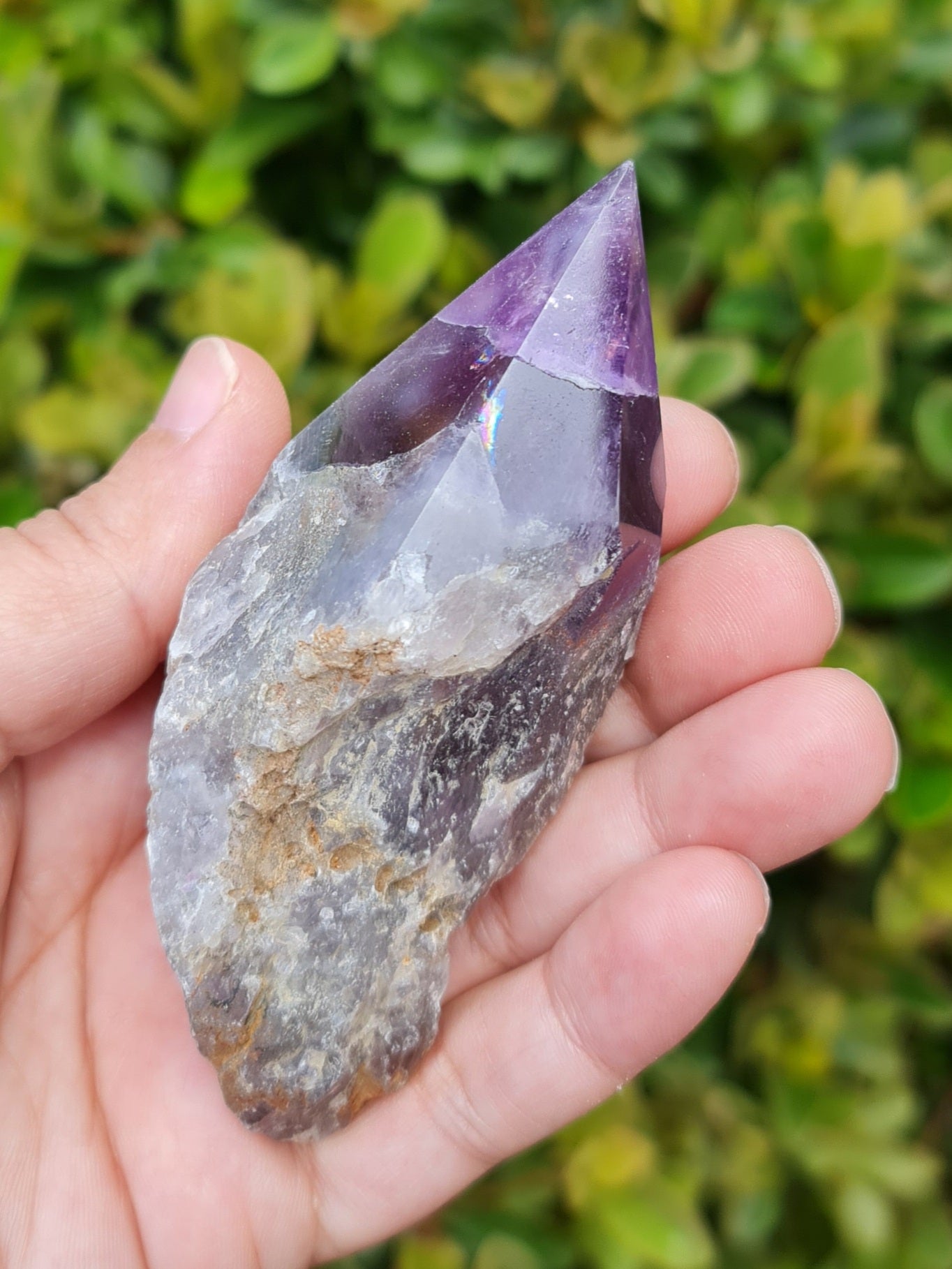 Chevron Amethyst Raw with Polished Point