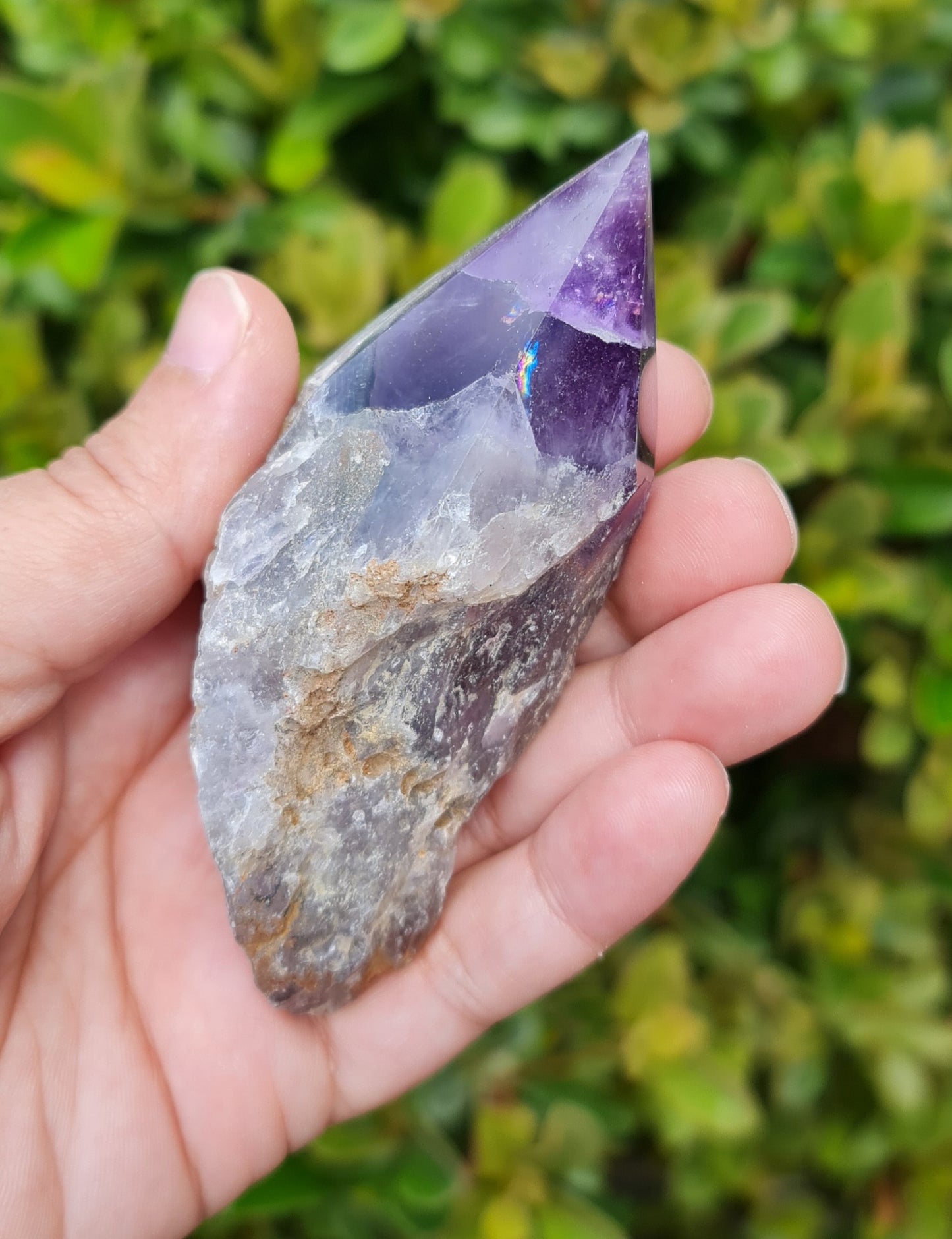 Chevron Amethyst Raw with Polished Point