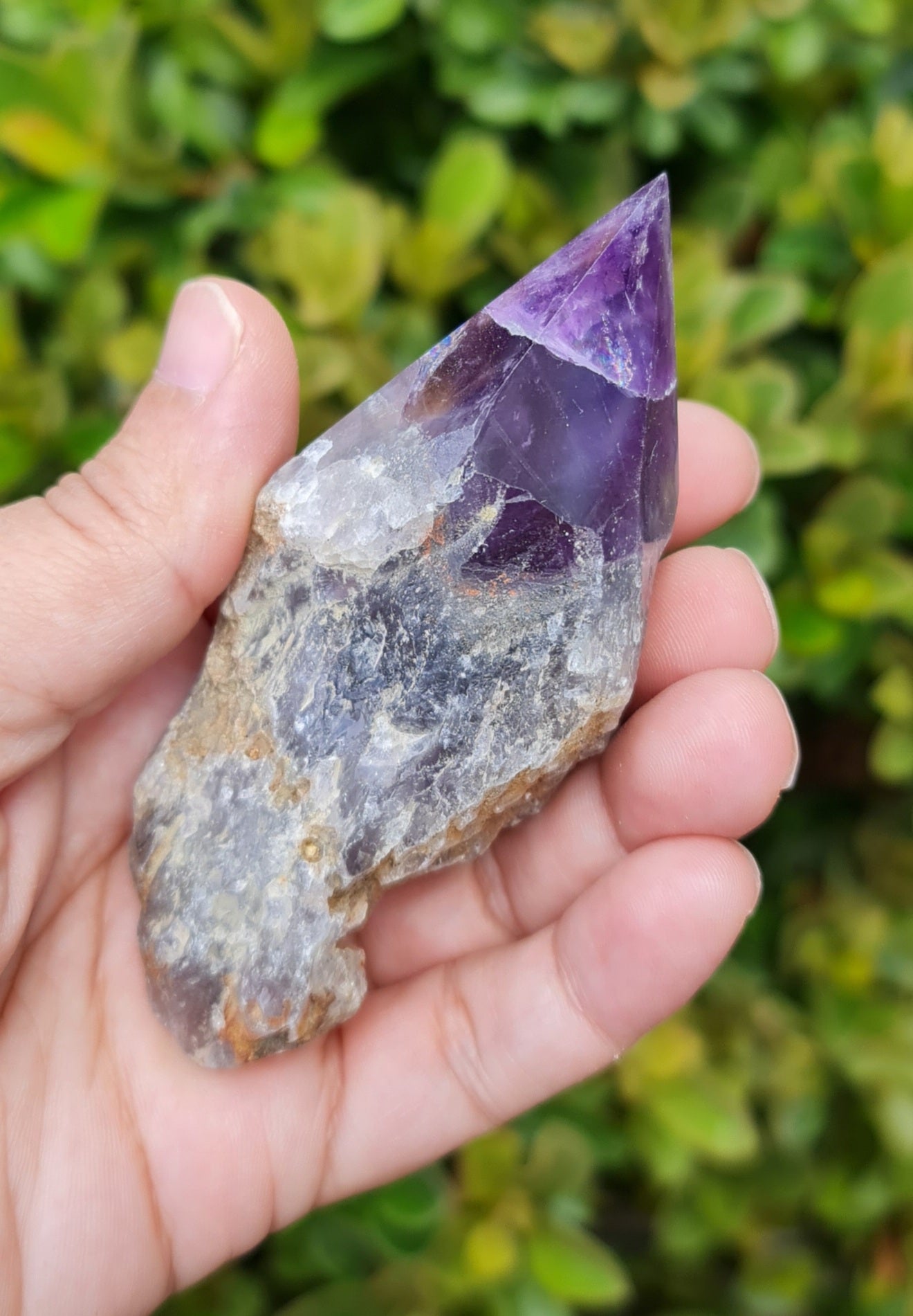 Chevron Amethyst Raw with Polished Point