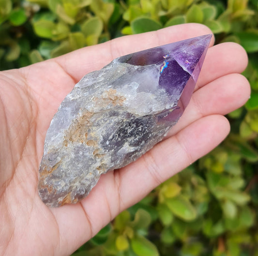 Chevron Amethyst Raw with Polished Point