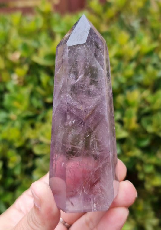 Smoky Amethyst Point with Phantoms