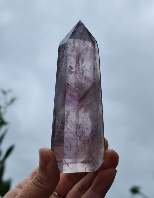 Smoky Amethyst Point with Phantoms