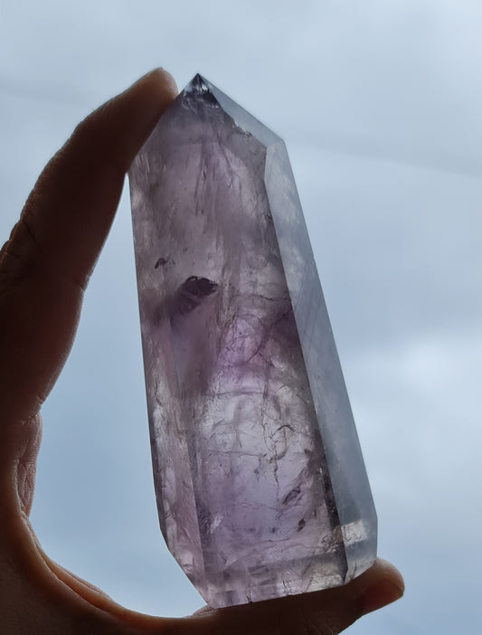 Smoky Amethyst Point with Phantoms