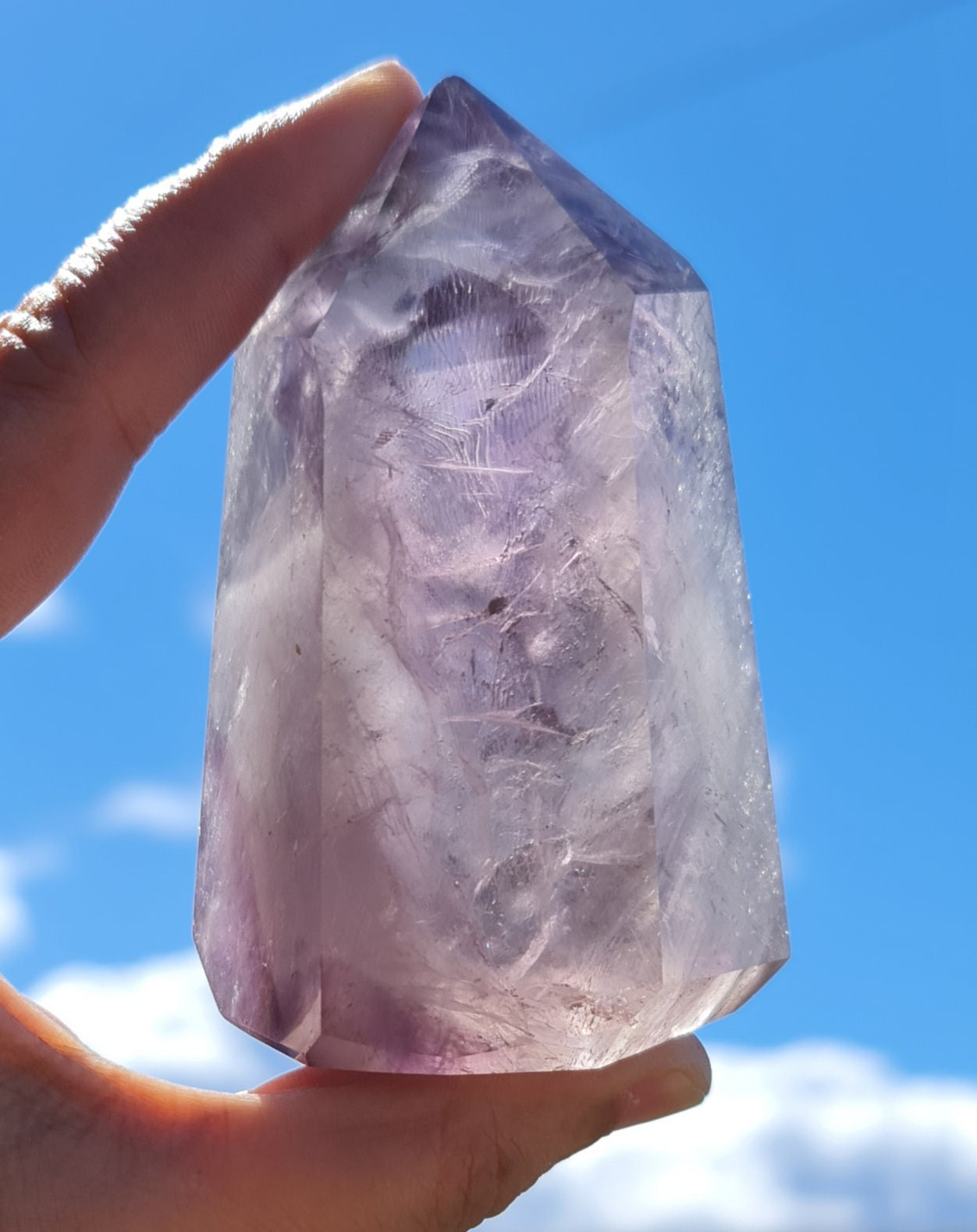 Smoky Amethyst Point with Phantoms