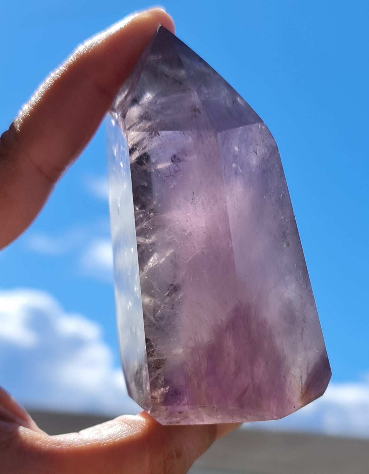 Smoky Amethyst Point with Phantoms