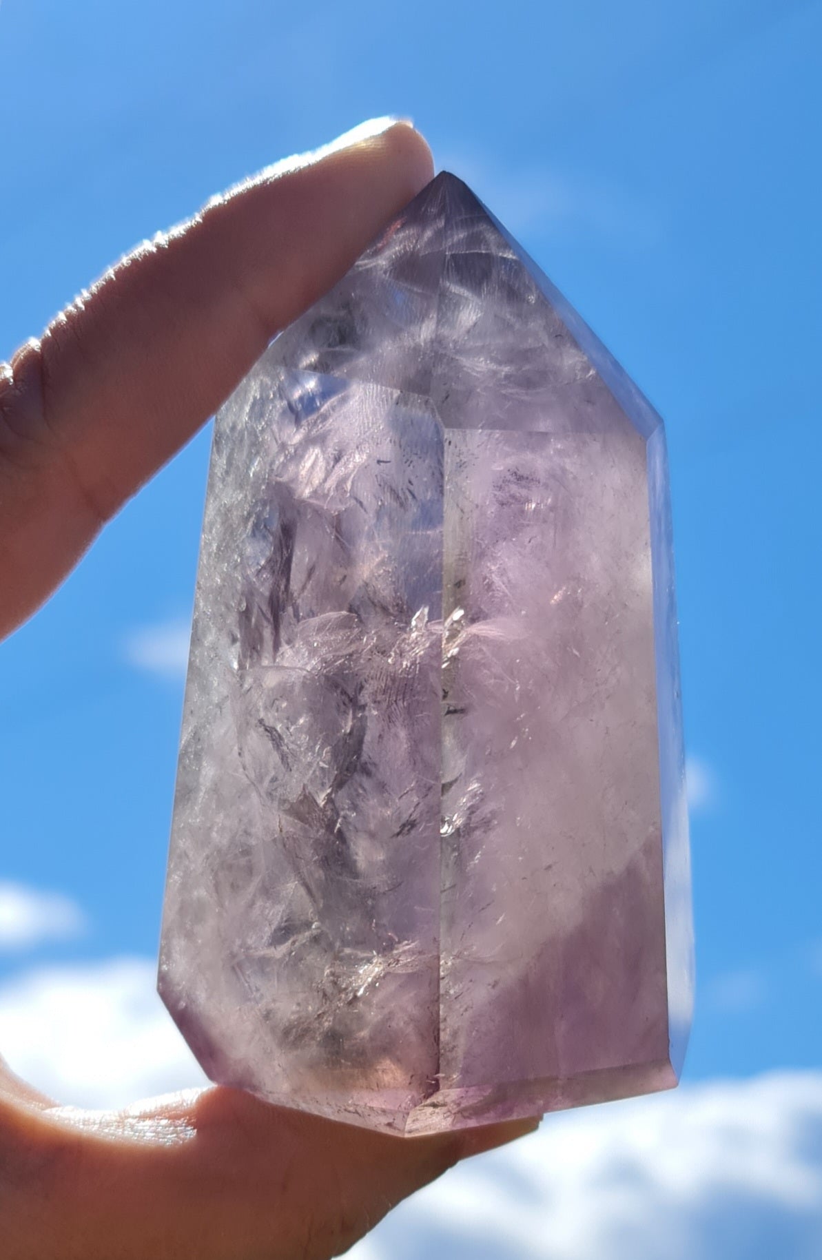 Smoky Amethyst Point with Phantoms