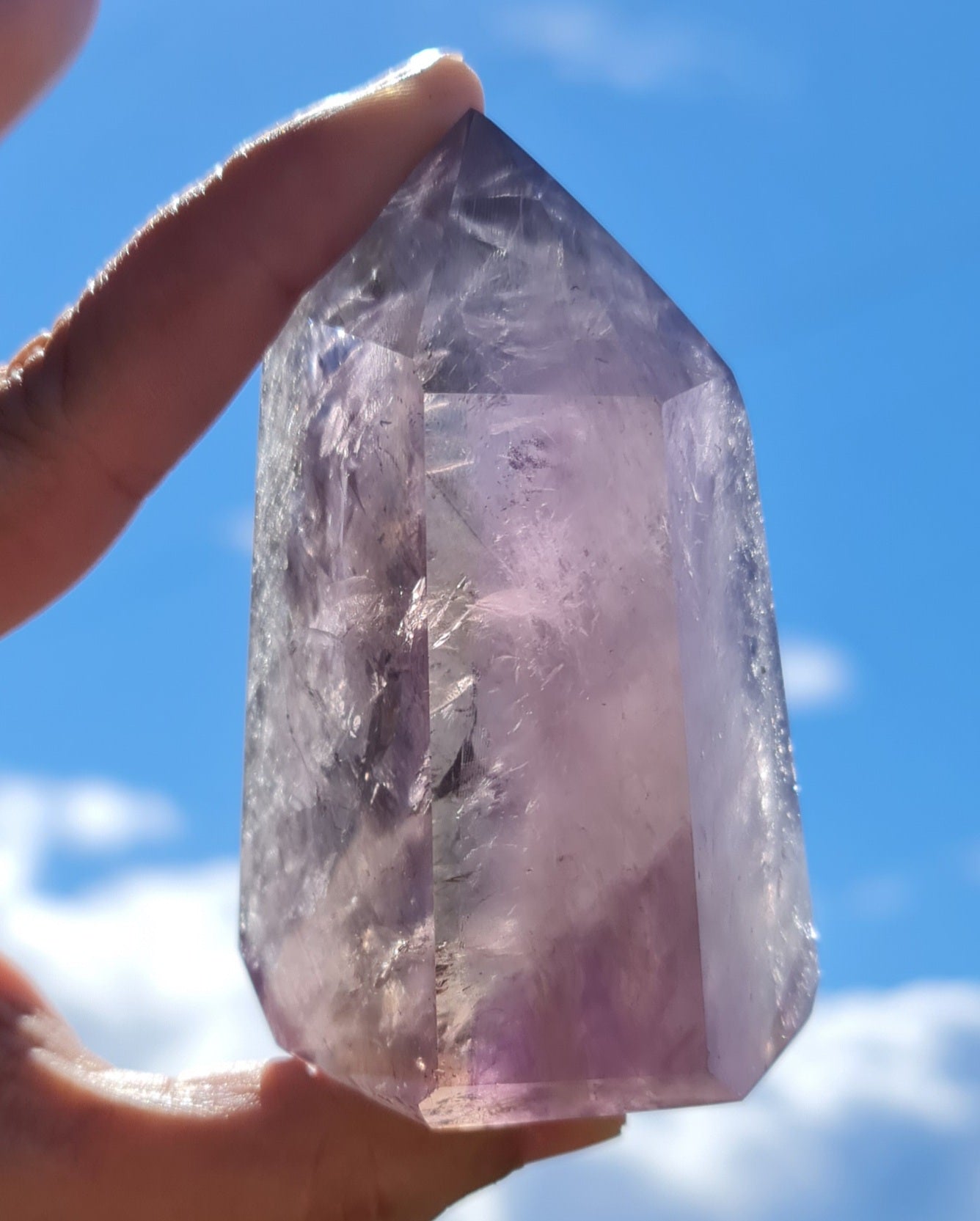 Smoky Amethyst Point with Phantoms