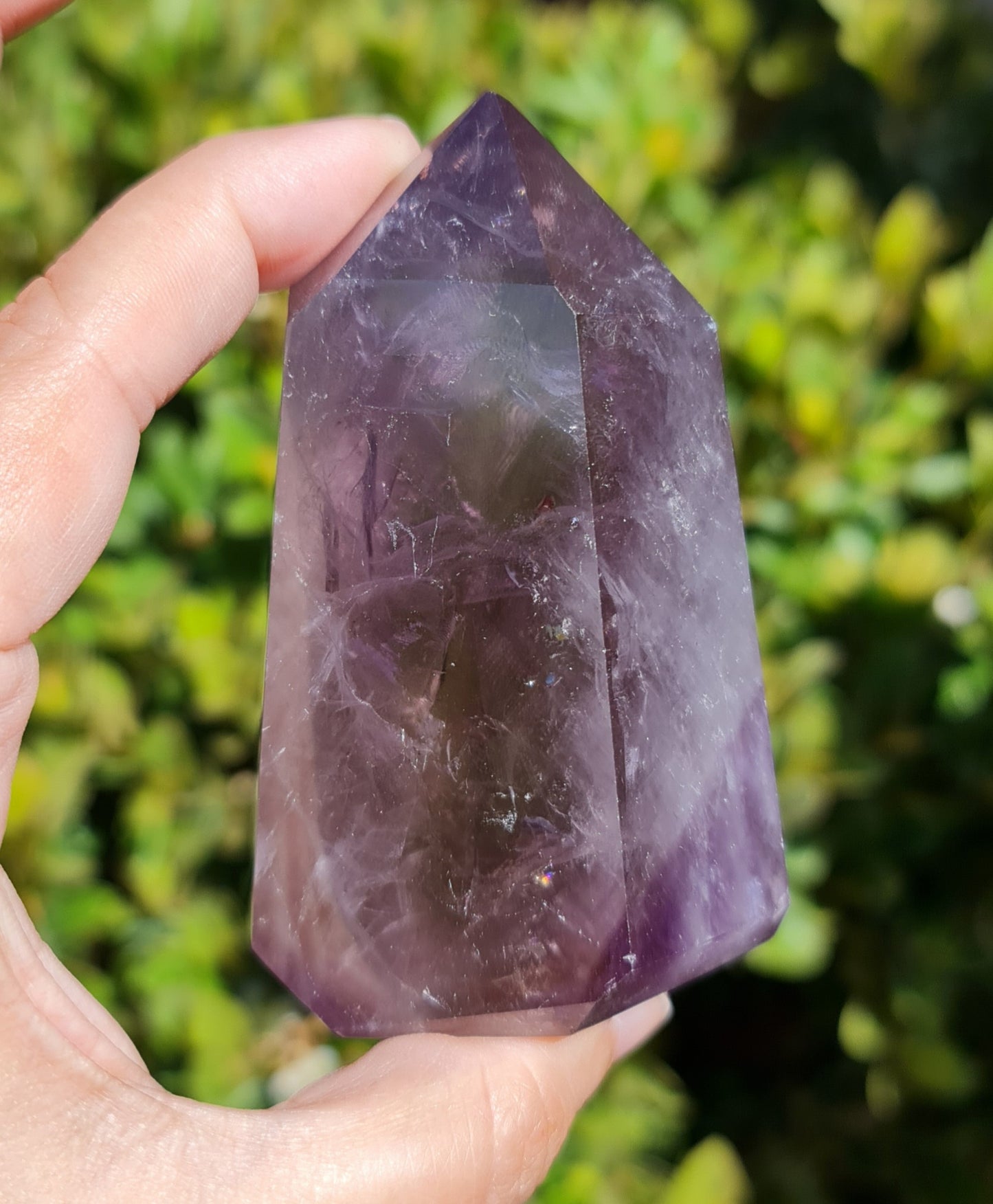 Smoky Amethyst Point with Phantoms