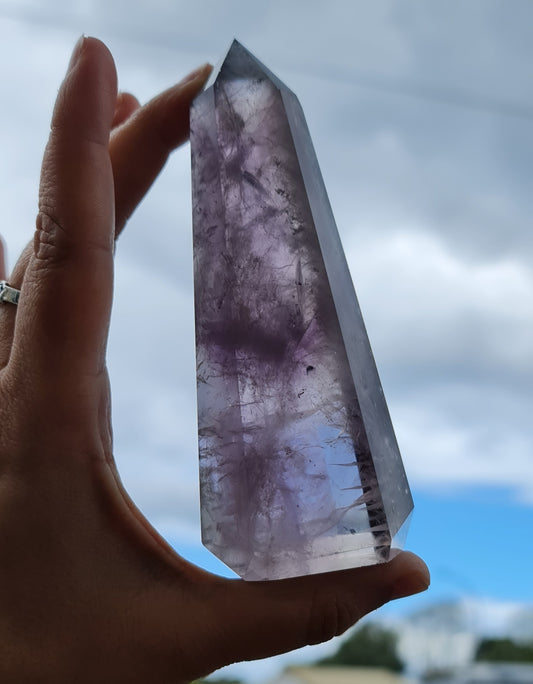 Smoky Amethyst Point with Phantoms