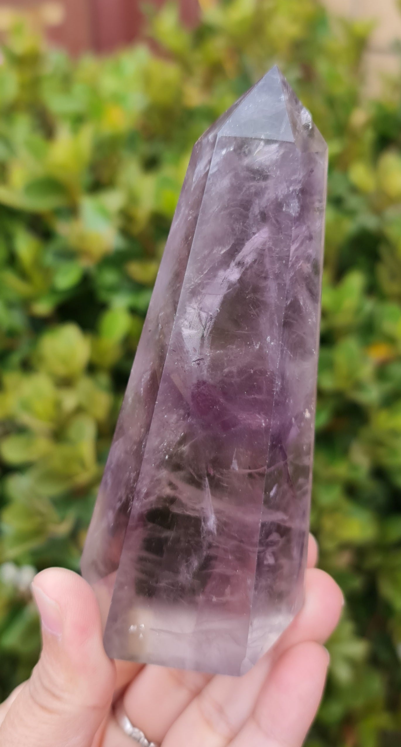 Smoky Amethyst Point with Phantoms