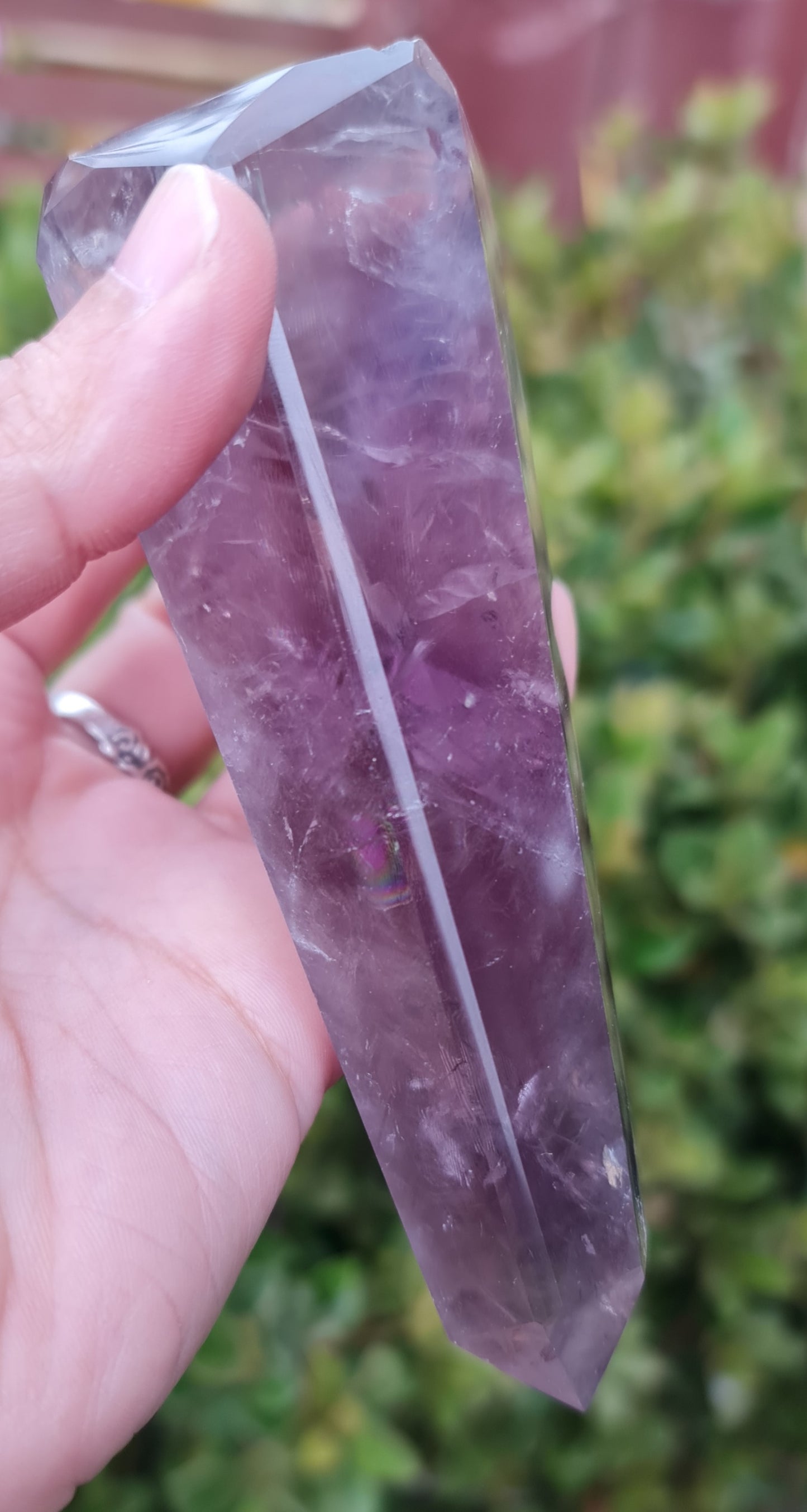 Smoky Amethyst Point with Phantoms