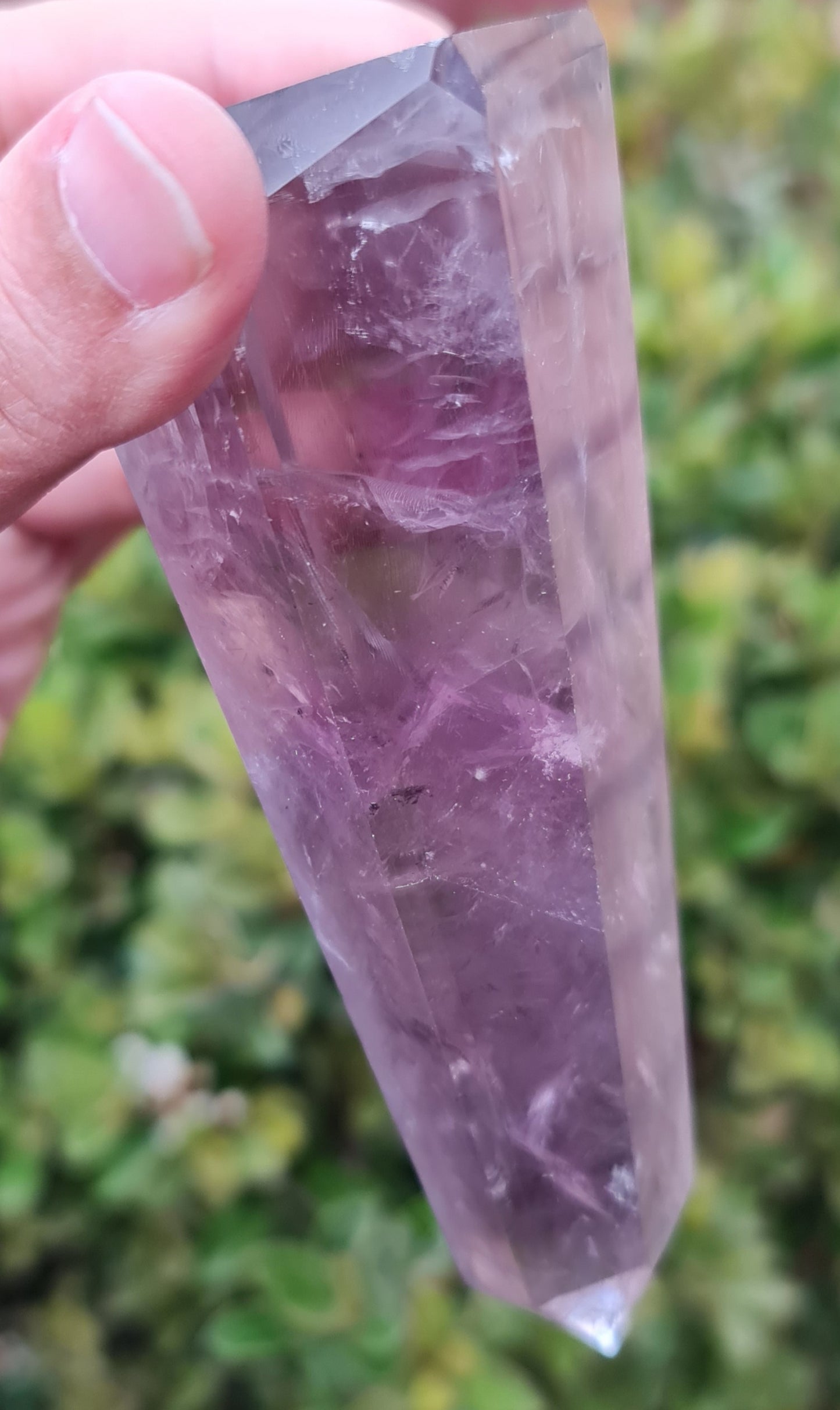 Smoky Amethyst Point with Phantoms