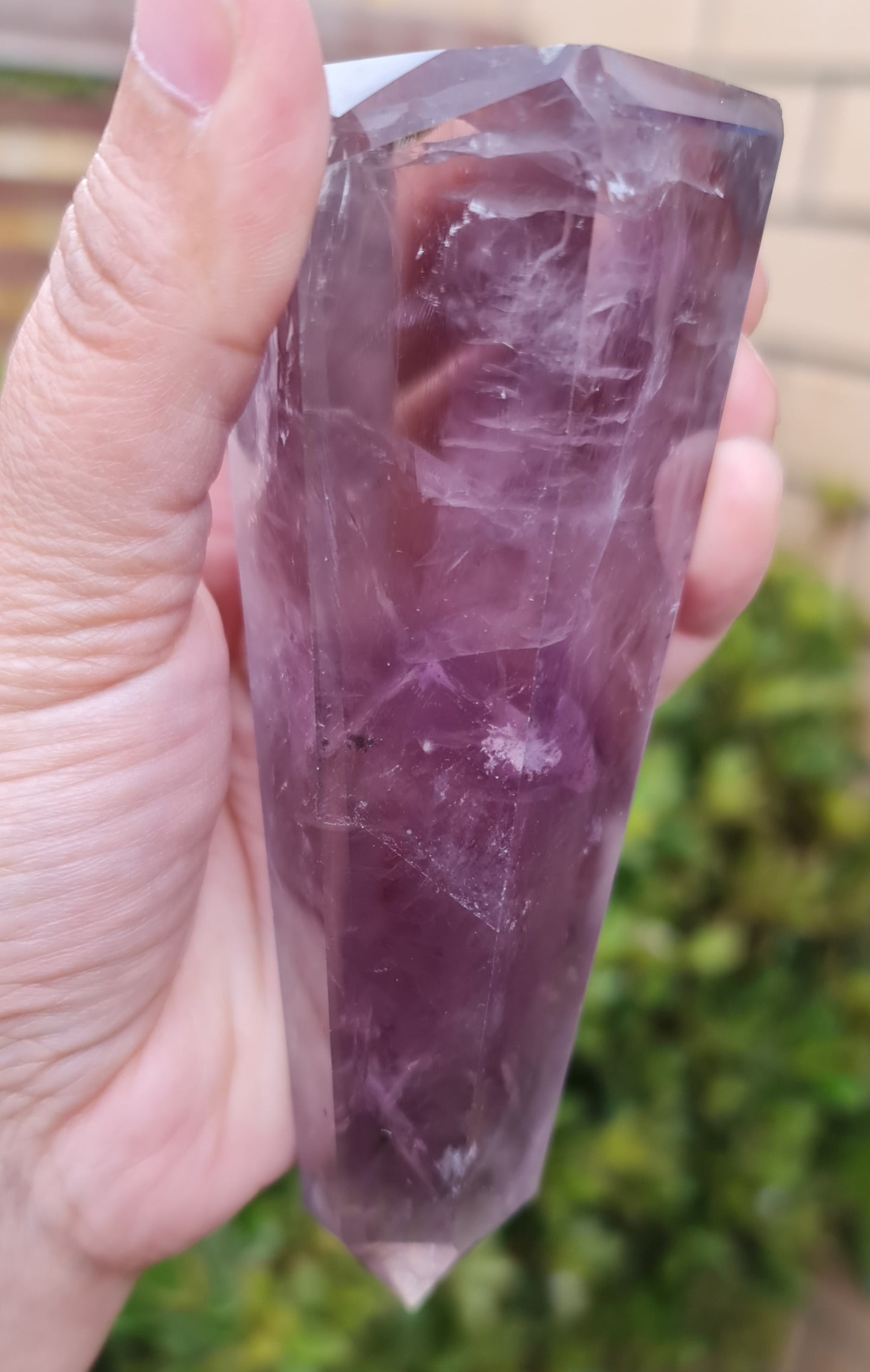 Smoky Amethyst Point with Phantoms