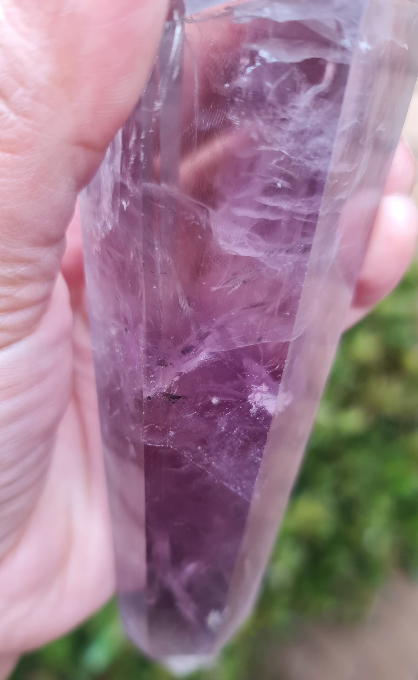 Smoky Amethyst Point with Phantoms