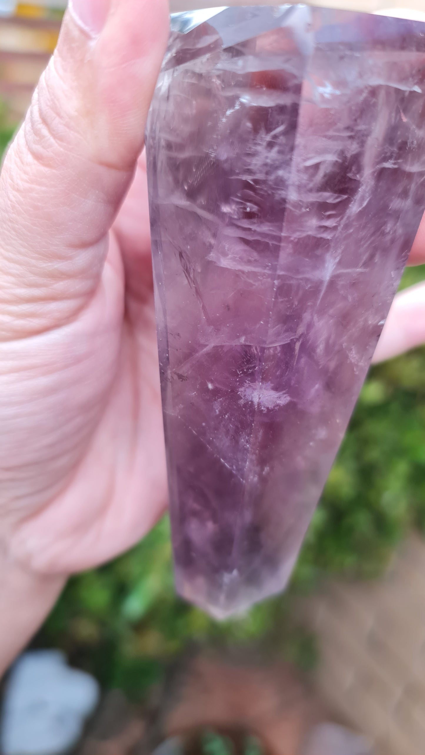 Smoky Amethyst Point with Phantoms