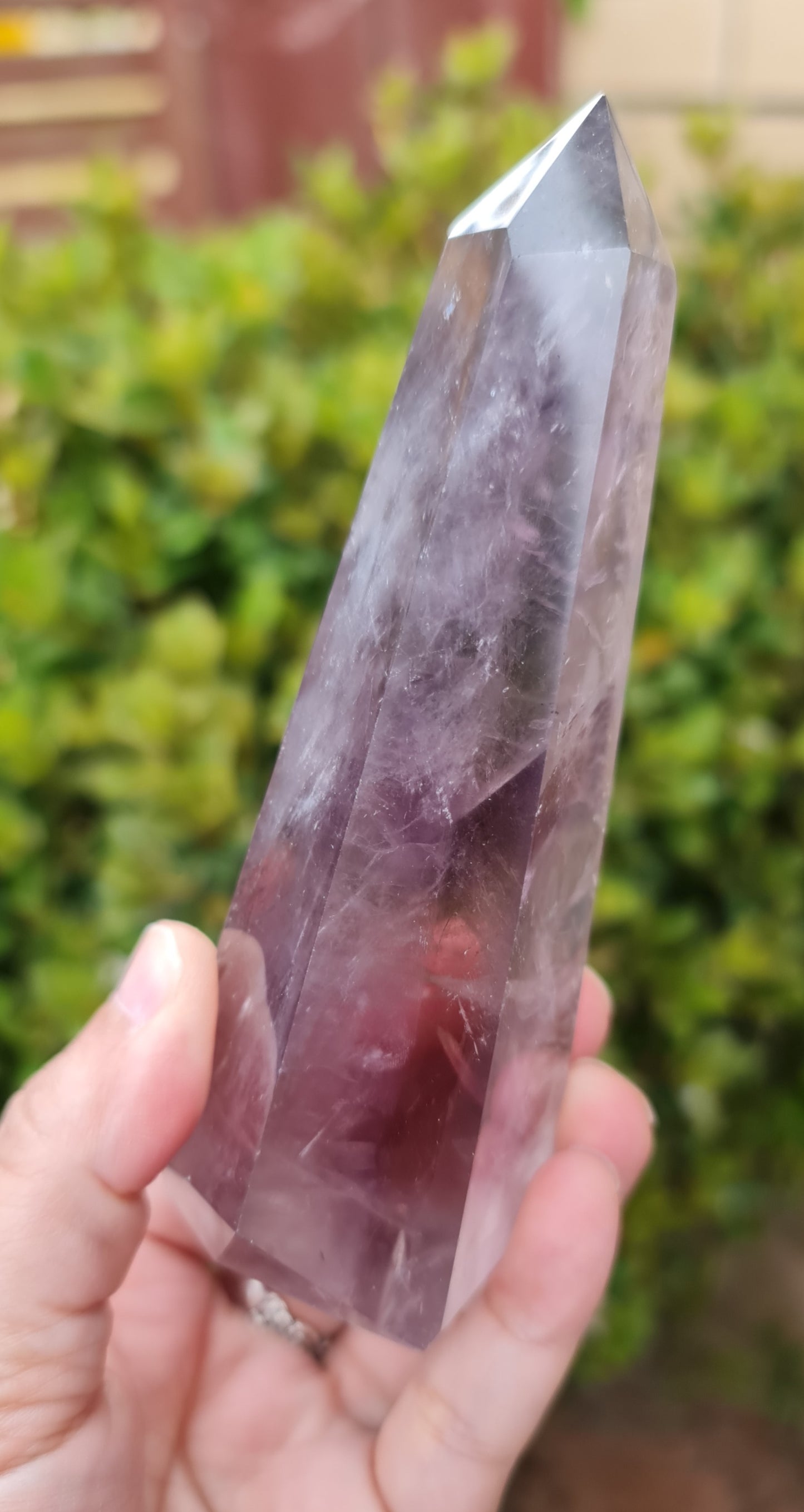 Smoky Amethyst Point with Phantoms