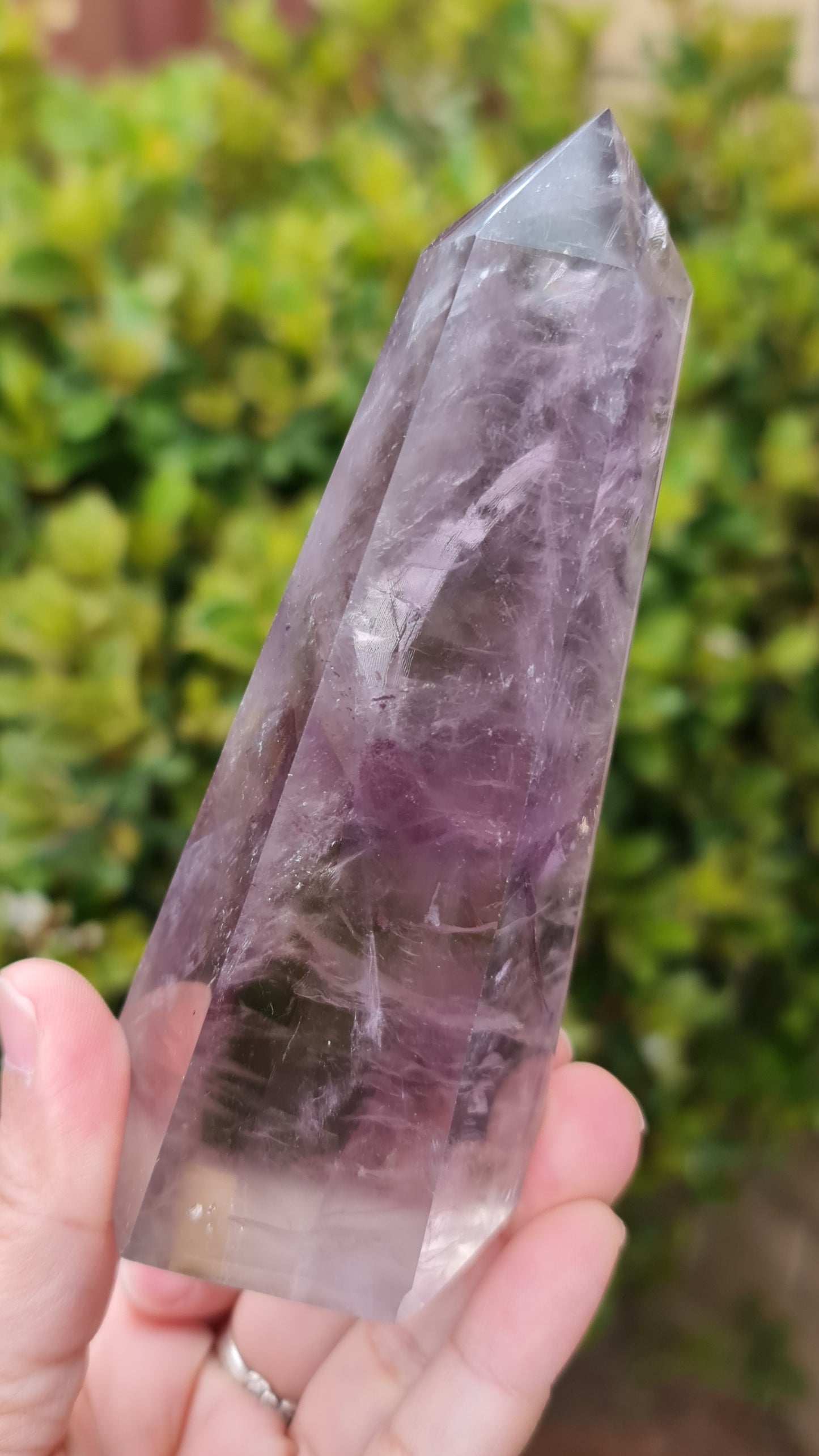 Smoky Amethyst Point with Phantoms