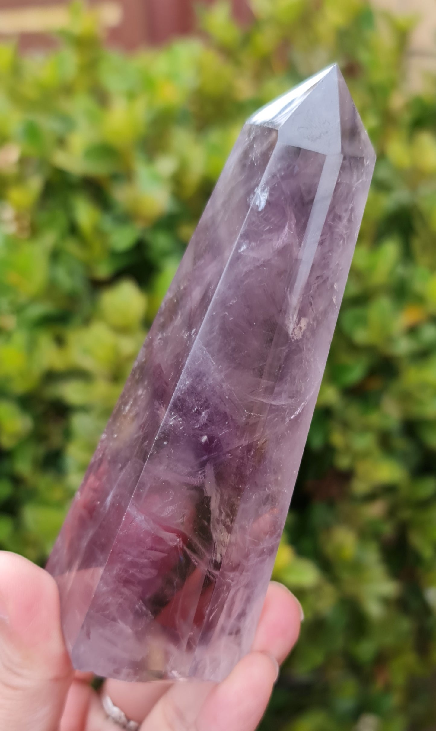 Smoky Amethyst Point with Phantoms