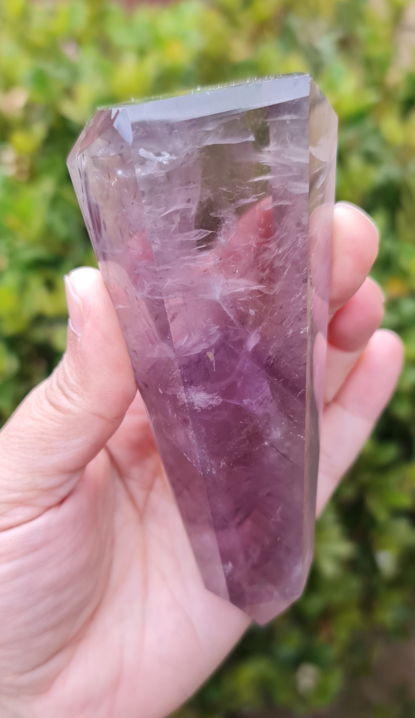 Smoky Amethyst Point with Phantoms