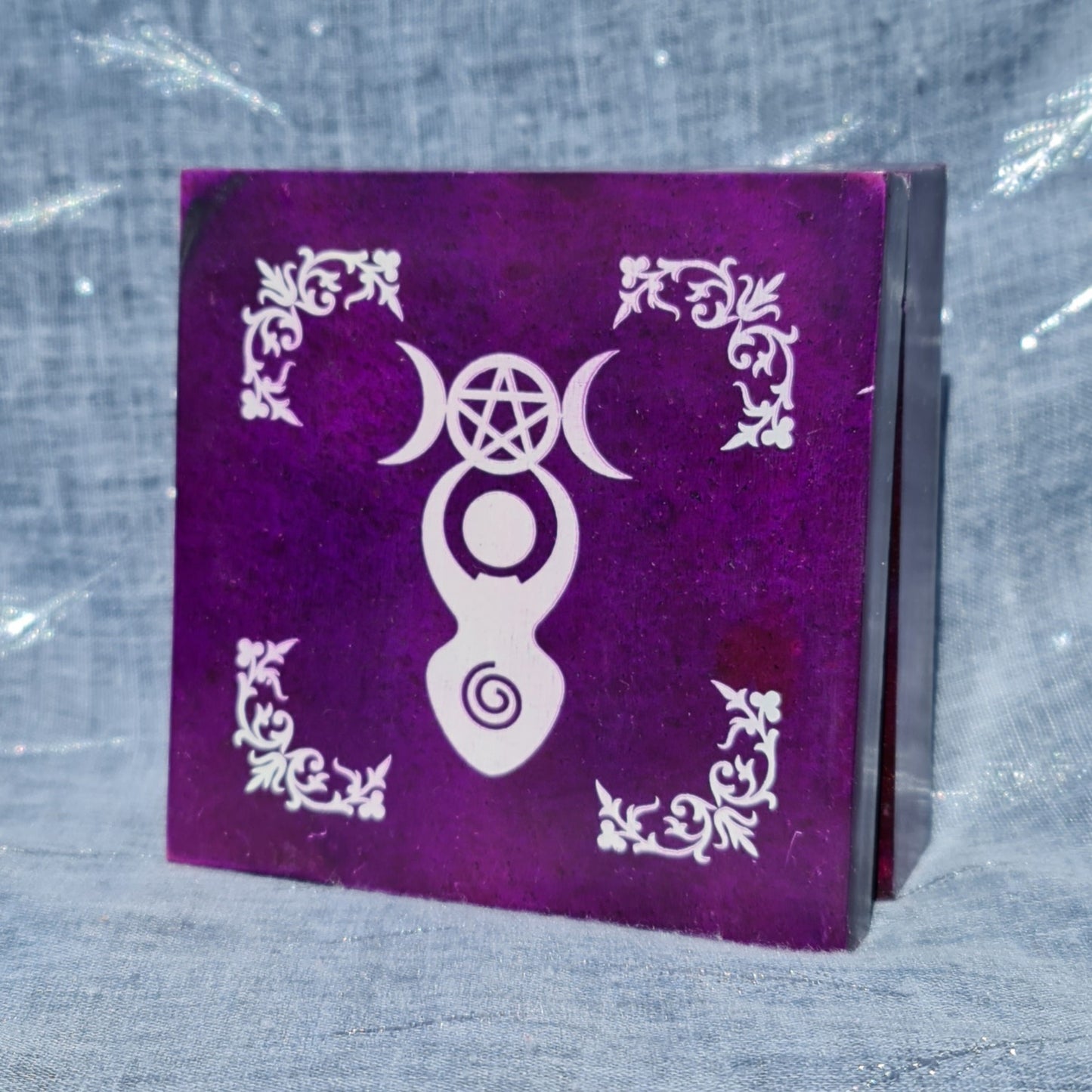 Triple Moon Goddess Soapstone Box