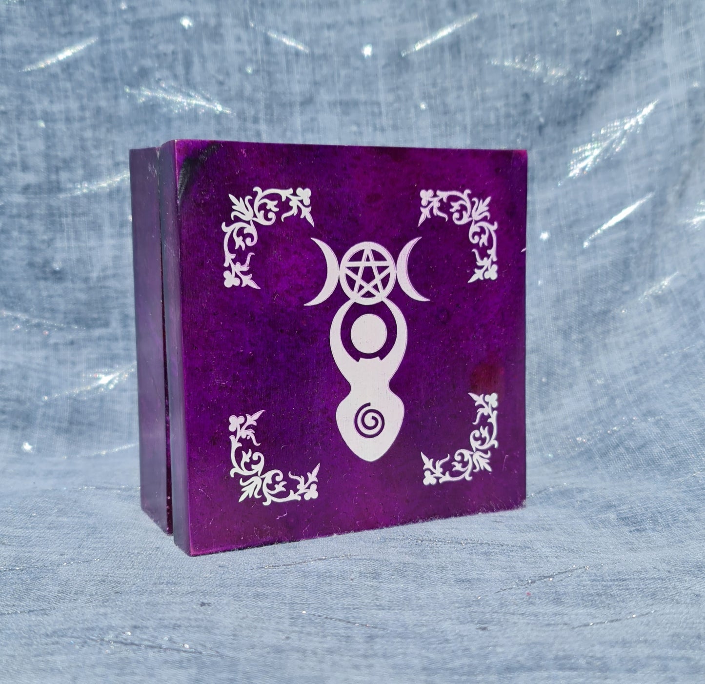 Triple Moon Goddess Soapstone Box